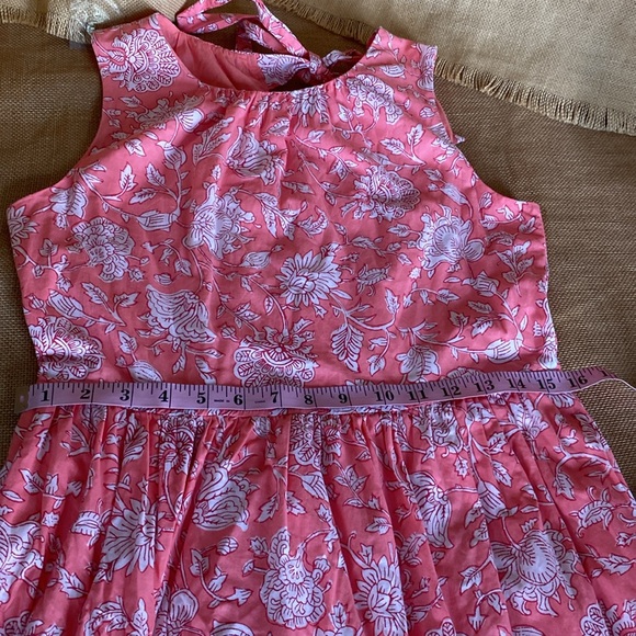 JCREW Factory Tie Neck Vivid Coral & white Floral MIDI Dress With Pockets - Picture 8 of 14
